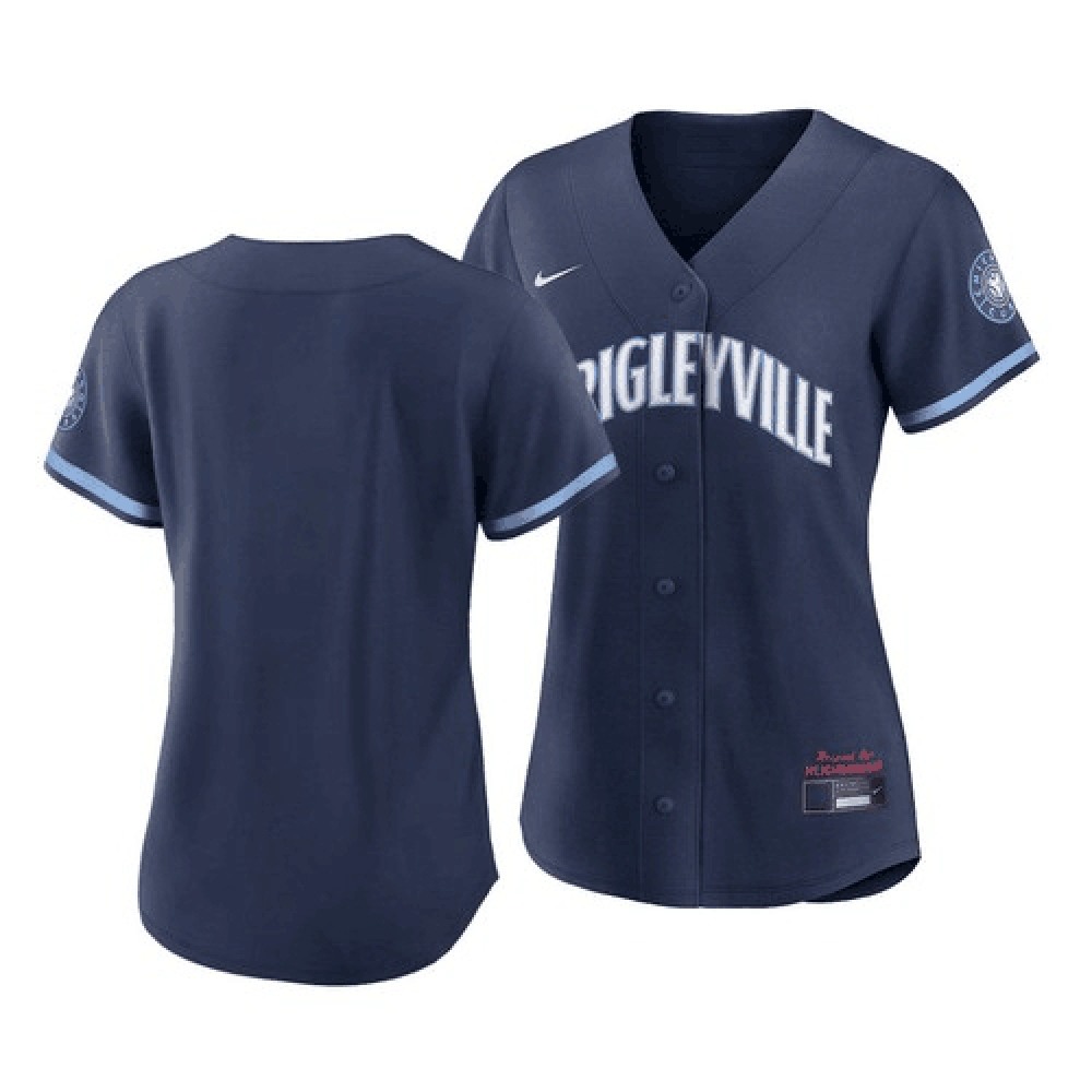 Women's Chicago Cubs Blank 2021 Navy City Connect Stitched Jersey 1