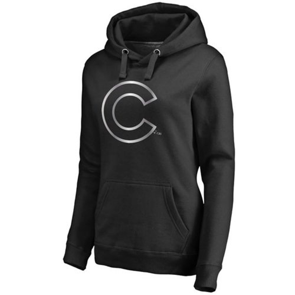 Women's Chicago Cubs Platinum Collection Pullover Hoodie Black 1