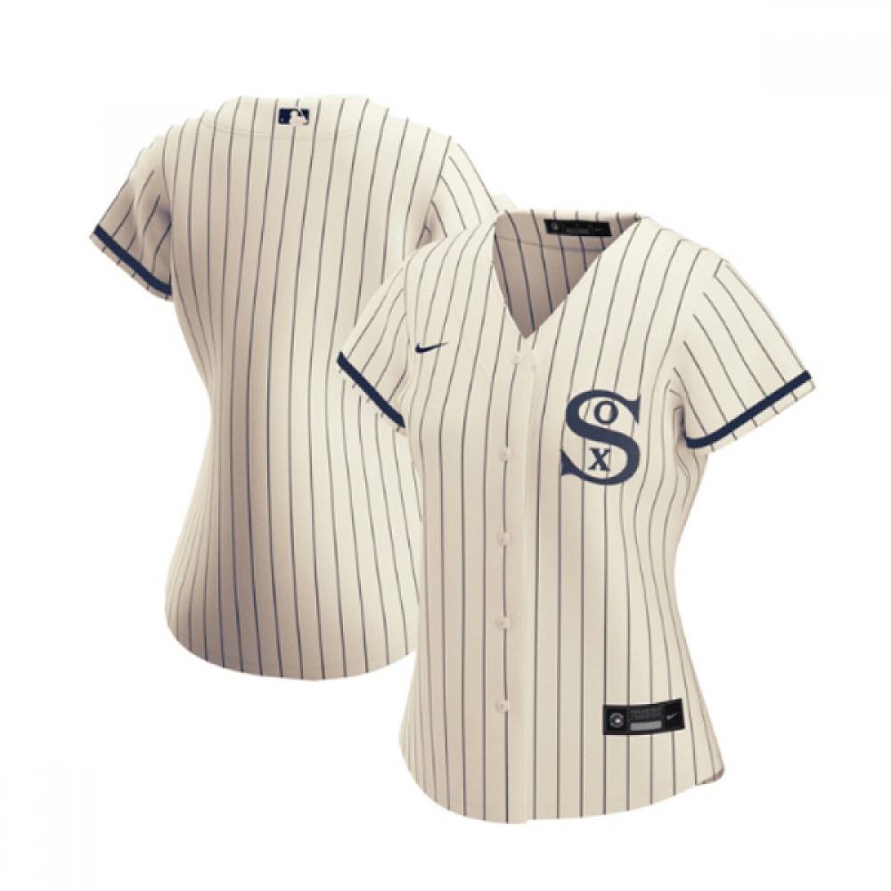 Women's Chicago White Sox Blank 2021 Cream/Navy Name&Number Field of Dreams Cool Base Stitched Jersey(Run Small) 1