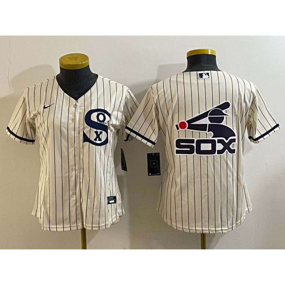 Women's Chicago White Sox Cream Team Big Logo Stitched Jersey(Run Small) 03 1