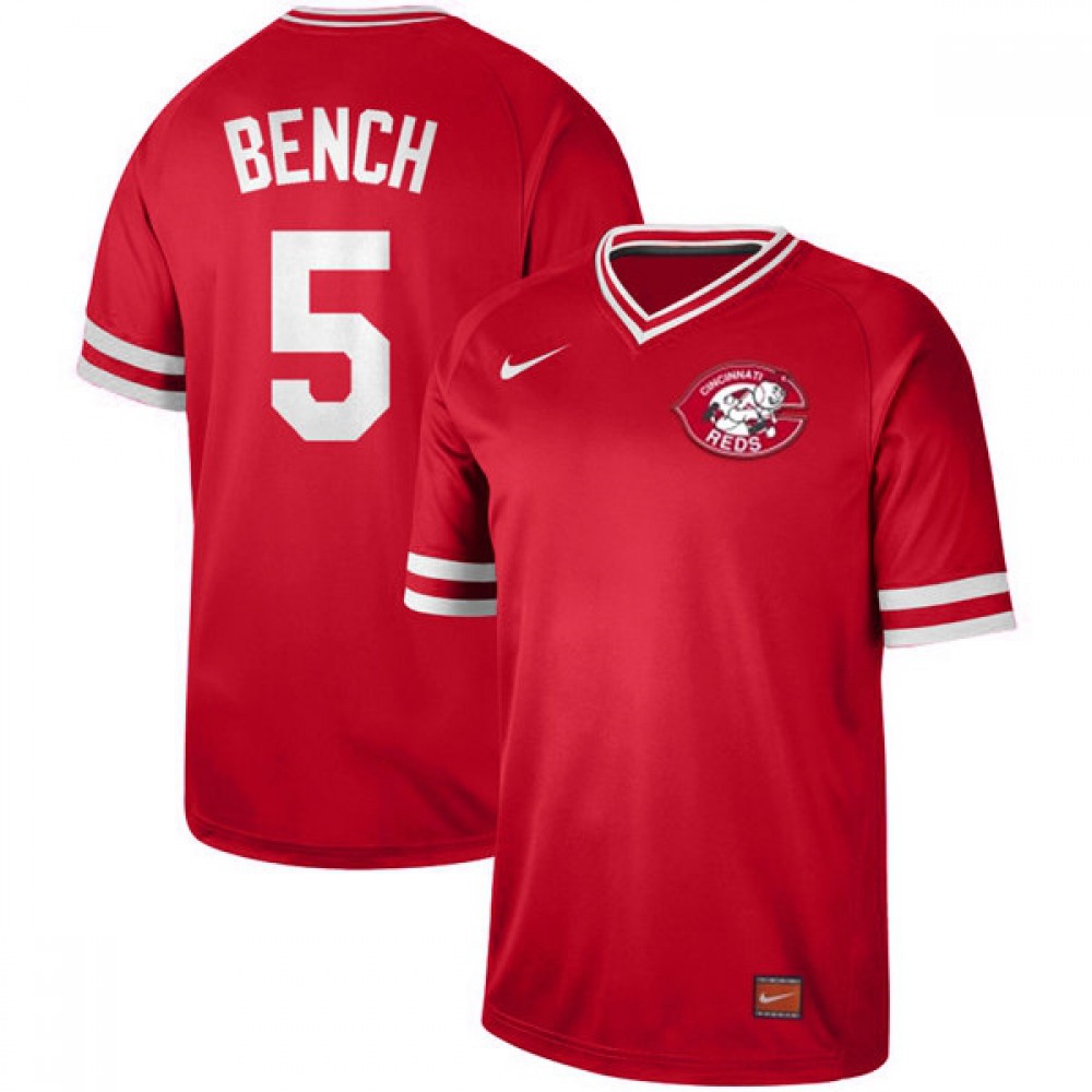 Women's Cincinnati Reds #5 Johnny Bench Red Cooperstown Collection Legend Stitched Jersey 1