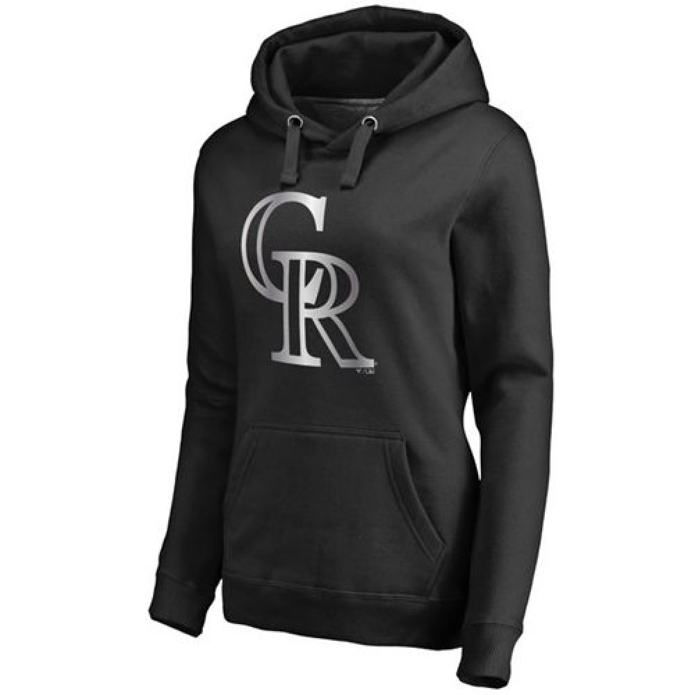 Women's Colorado Rockies Platinum Collection Pullover Hoodie Black 1