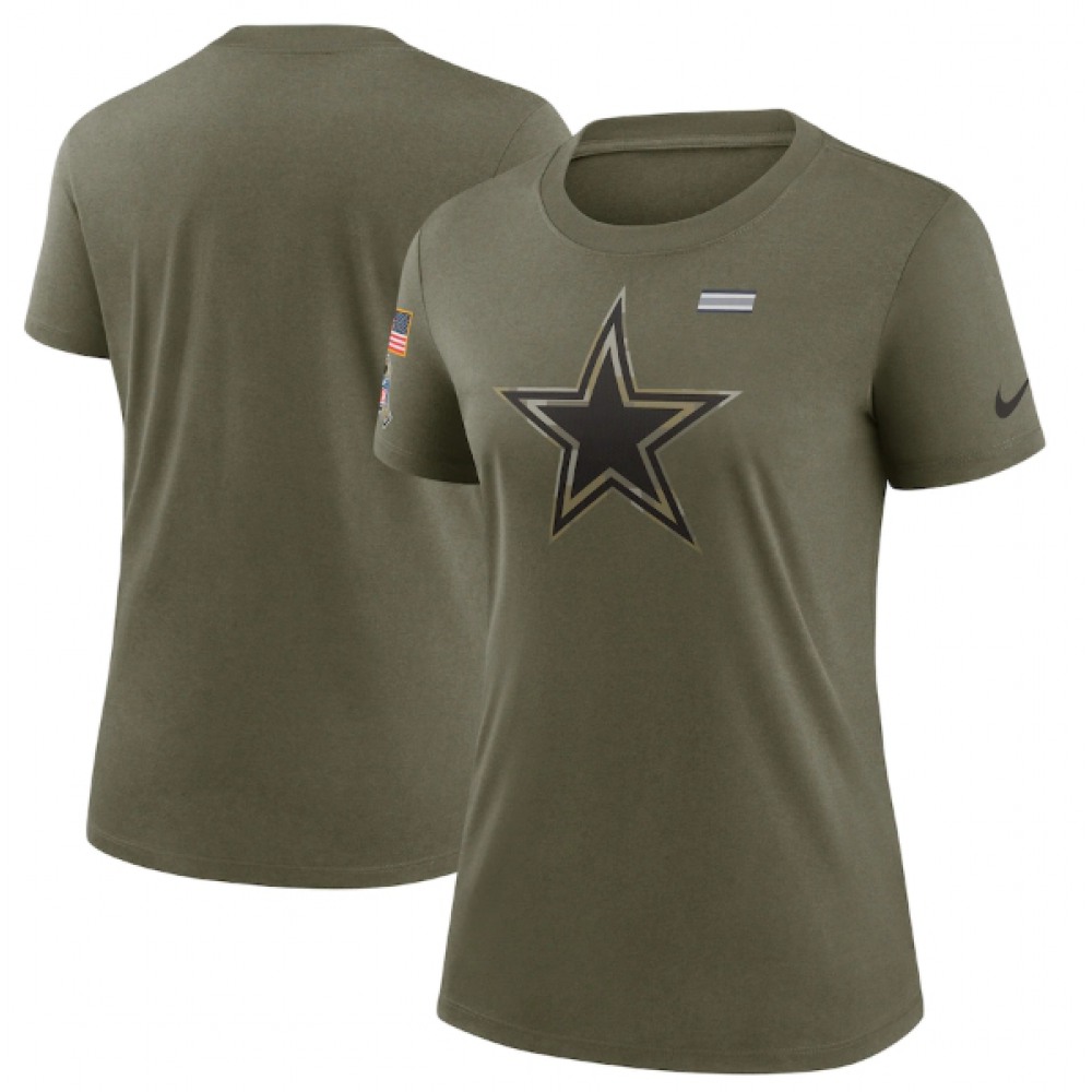 Women's Dallas Cowboys Olive 2021 Salute To Service T-Shirt (Run Small) 1