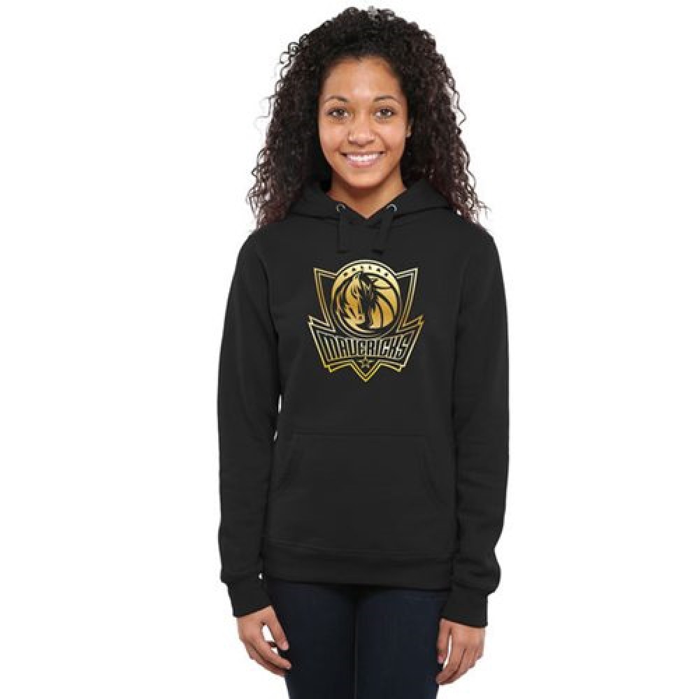 Women's Dallas Mavericks Gold Collection Pullover Hoodie Black 1