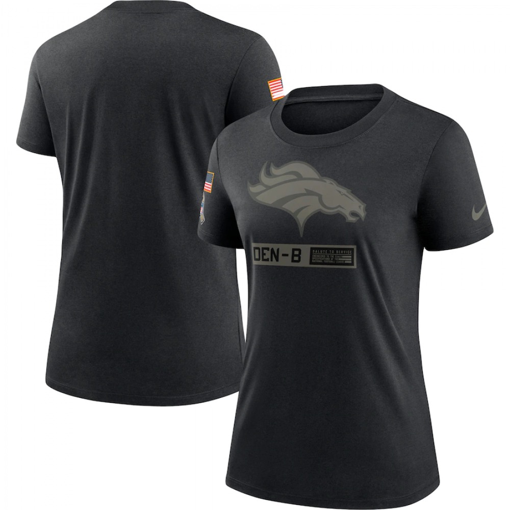 Women's Denver Broncos 2020 Black Salute To Service Performance T-Shirt (Run Small) 1