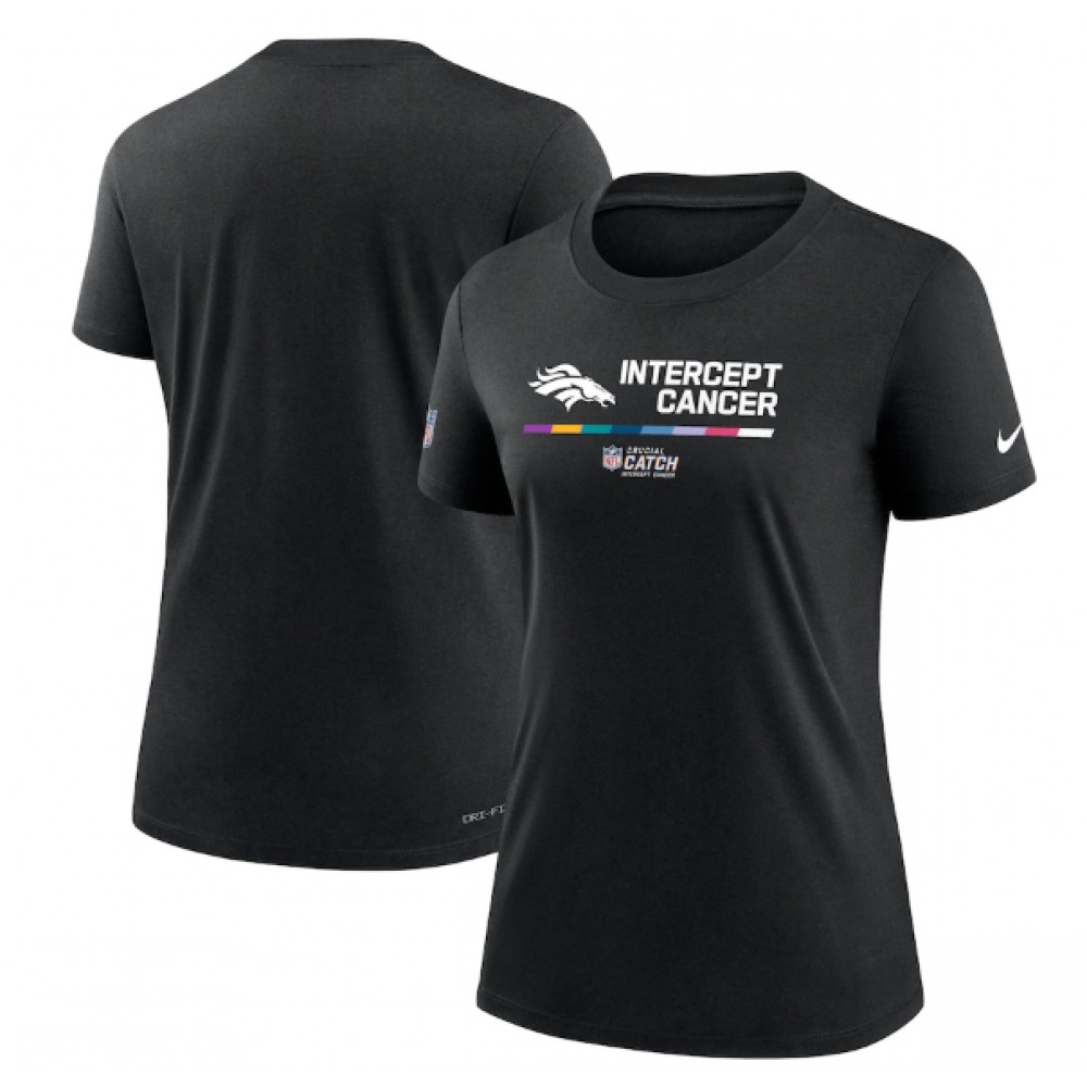Women's Denver Broncos 2022 Black Crucial Catch Performance T-Shirt(Run Small) 1