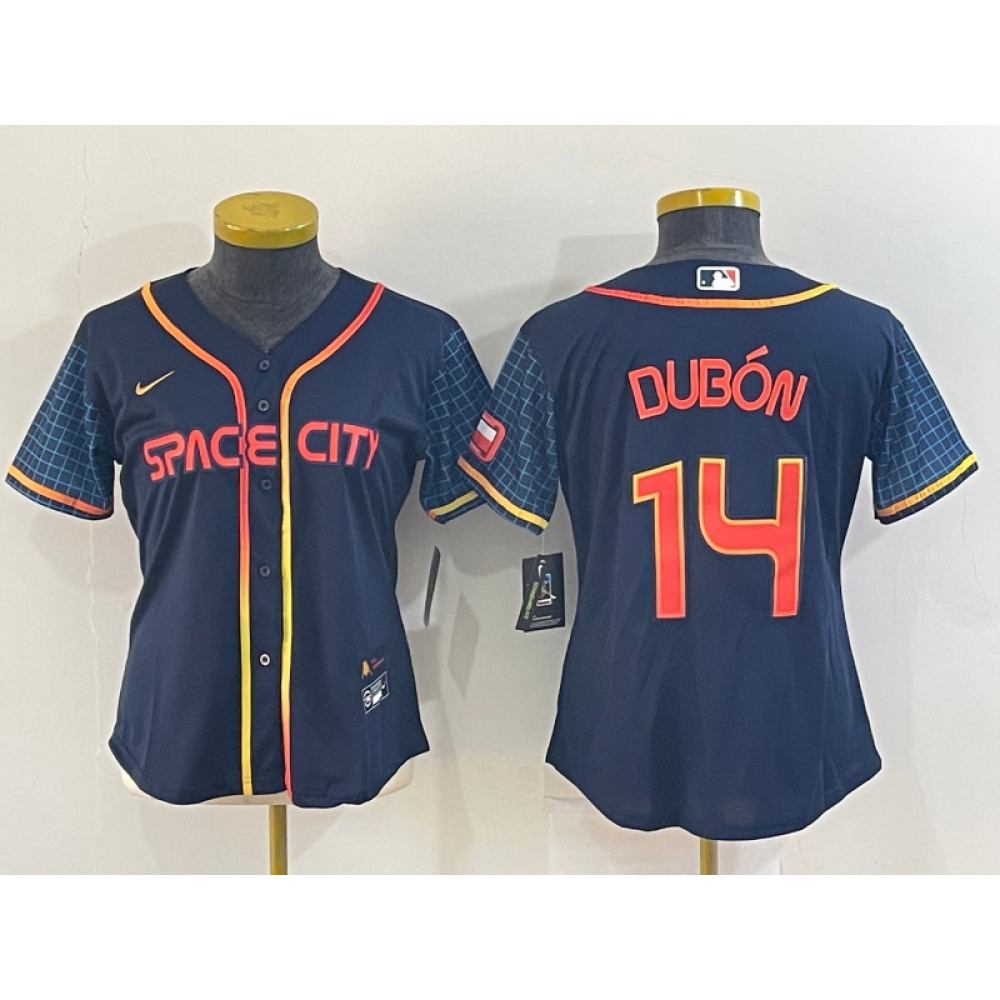 Women's Houston Astros #14 Mauricio Dubon 2022 Navy City Connect Stitched Jersey(Run Small) 1