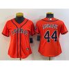 Women's Houston Astros #44 Yordan Alvarez Orange With Patch Cool Base Stitched Baseball Jersey(Run Small)