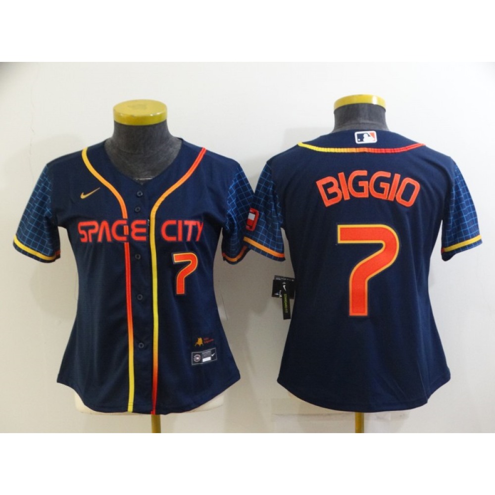 Women's Houston Astros #7 Craig Biggio 2022 Navy City Connect Stitched Jersey(Run Small) 1