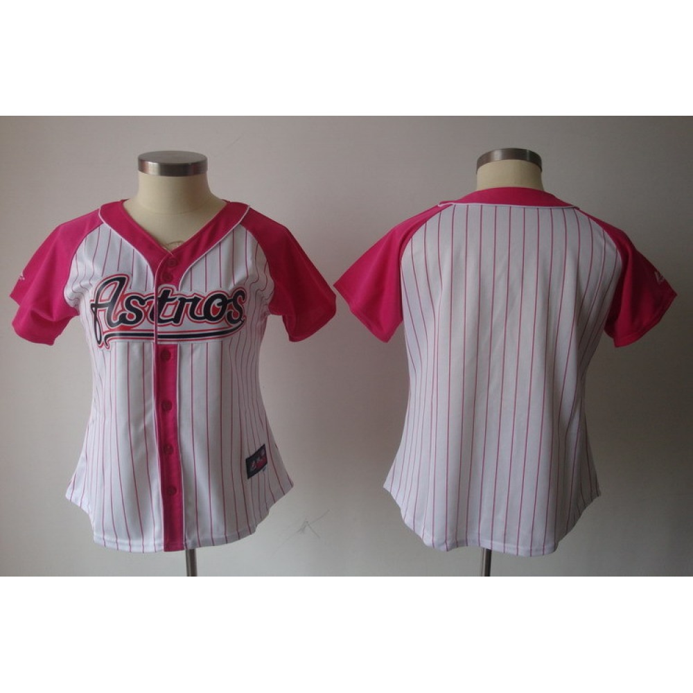 Women's Houston Astros Blank White Splash Fashion Stitched MLB Jersey 1