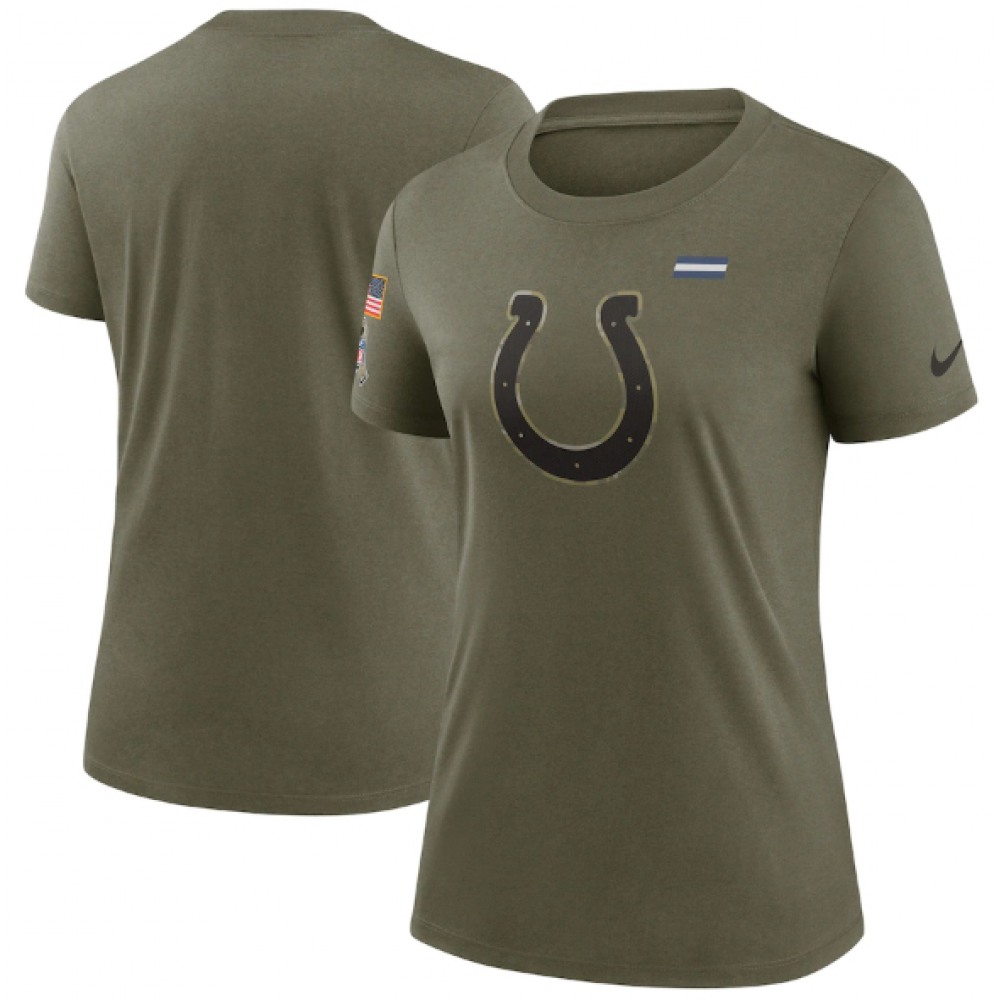 Women's Indianapolis Colts Olive 2021 Salute To Service T-Shirt (Run Small) 1