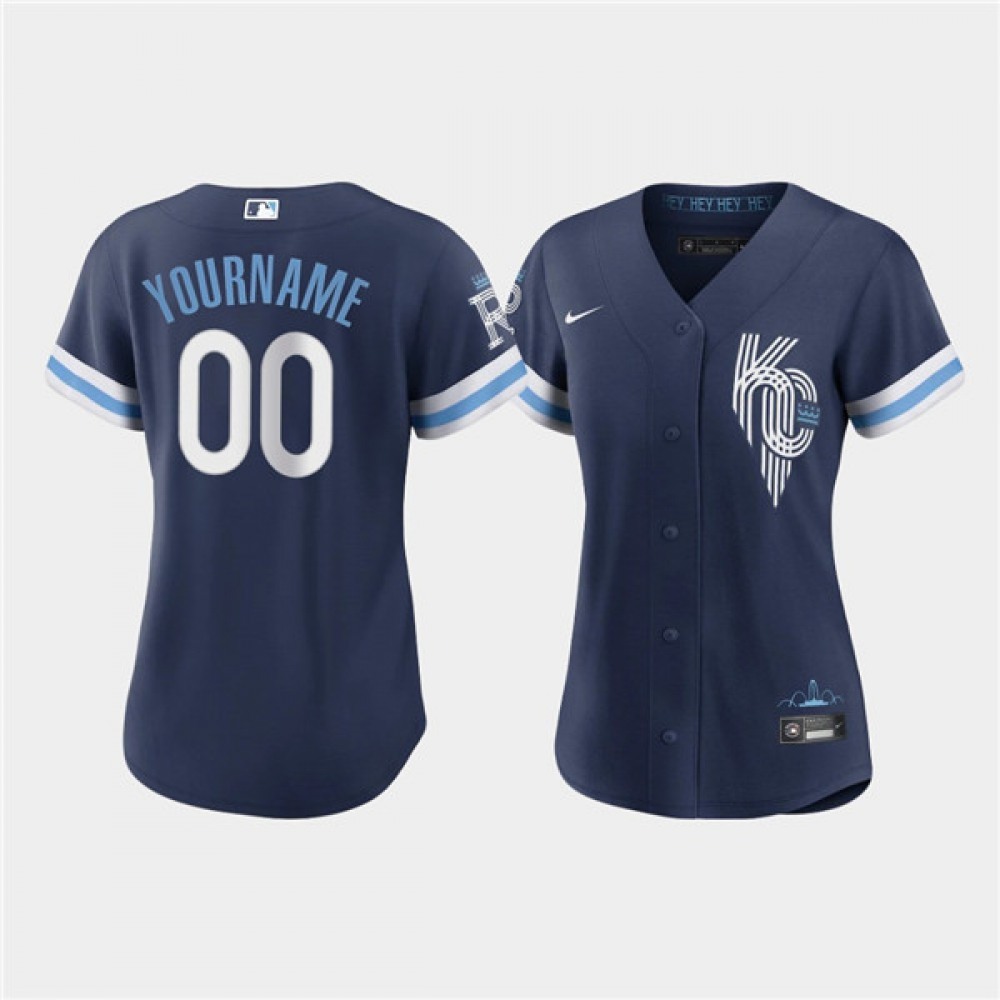 Women's Kansas City Royals ACTIVE Player Custom 2022 Navy City Connect Cool Base Stitched Jersey(Run Small) 1