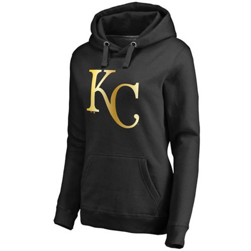 Women's Kansas City Royals Gold Collection Pullover Hoodie Black 1