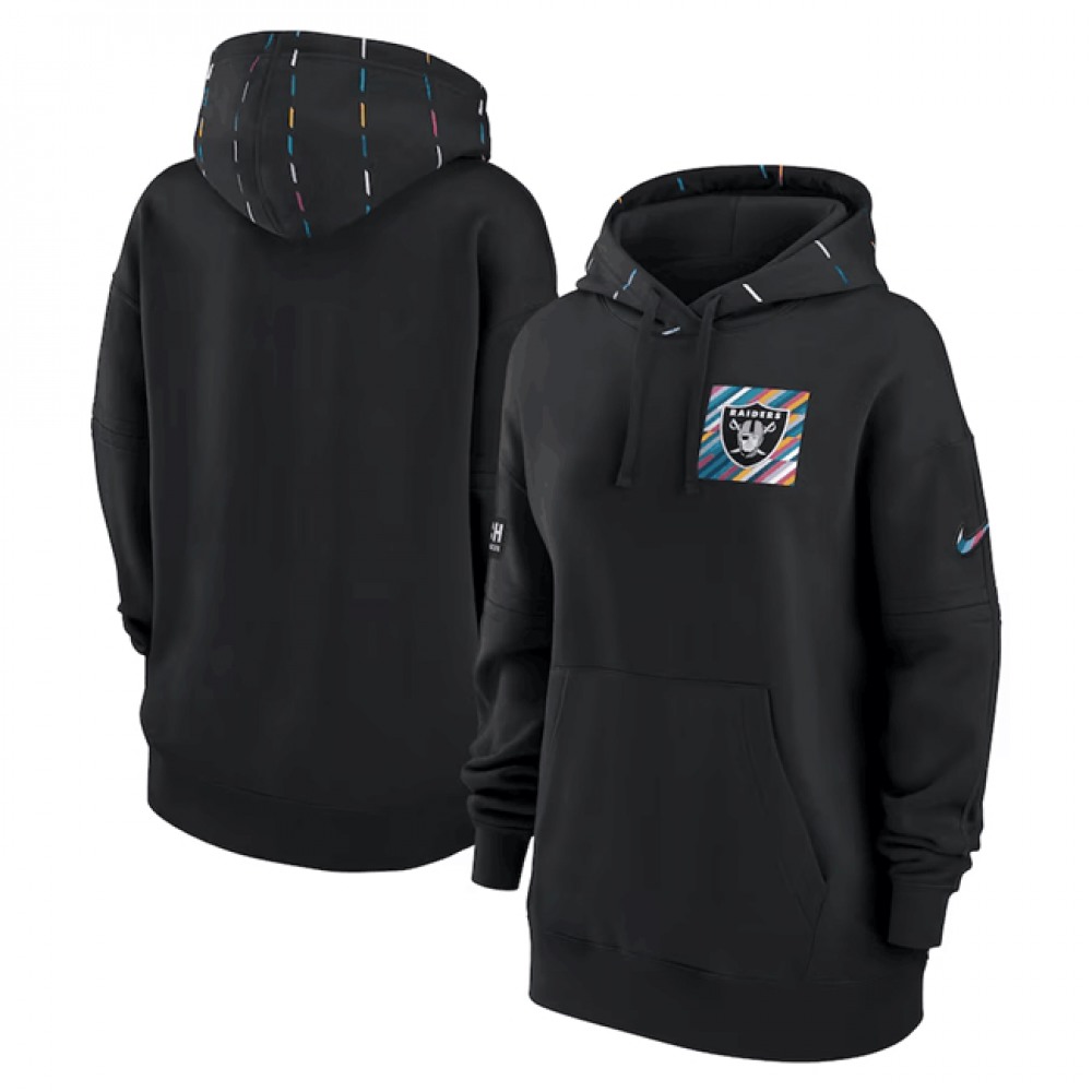 Women's Las Vegas Raiders Black 2023 Crucial Catch Club Pullover Hoodie(Run Small) 1