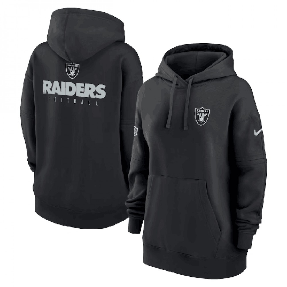 Women's Las Vegas Raiders Black Sideline Club Fleece Pullover Hoodie(Run Small) 1