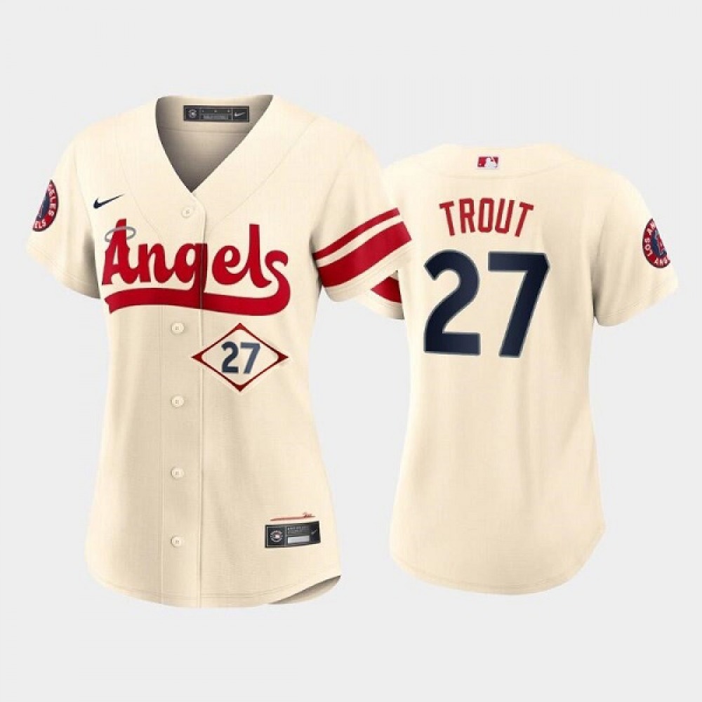 Women's Los Angeles Angels #27 Mike Trout 2022 Cream City Connect Stitched Baseball Jersey(Run Small) 1