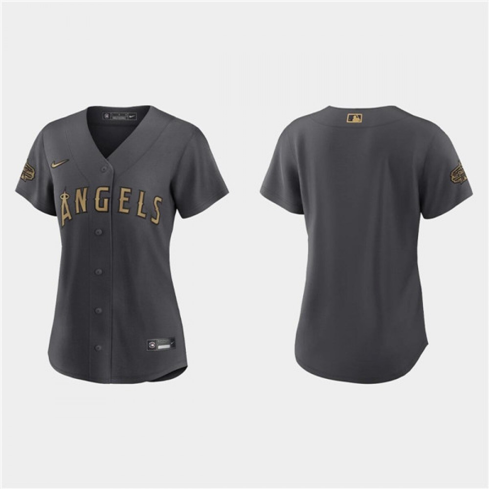 Women's Los Angeles Angels Blank 2022 All-Star Charcoal Stitched Baseball Jersey(Run Small) 1