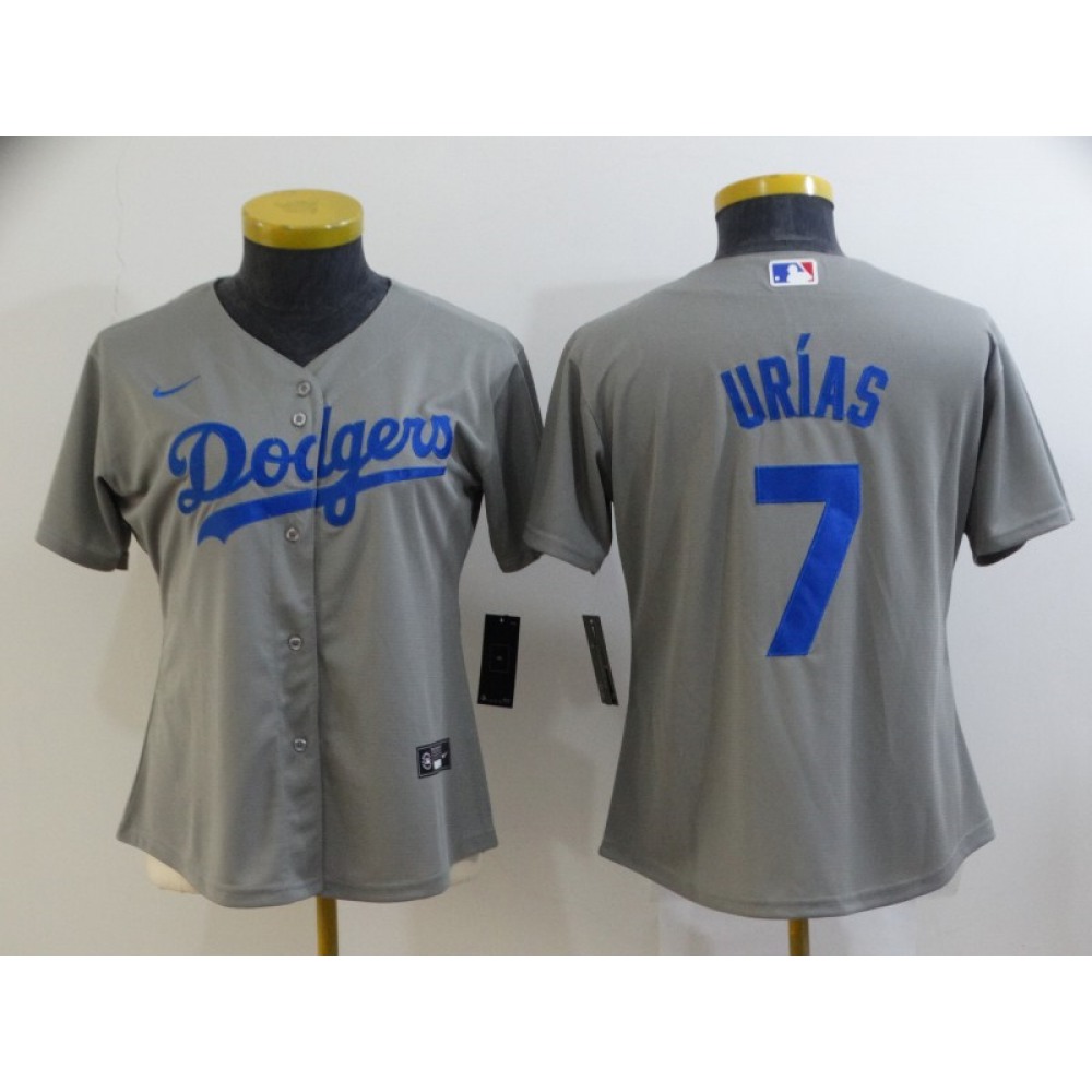Women's Los Angeles Dodgers #7 Julio Urias Grey Cool Base Stitched Jersey(Run Small) 1