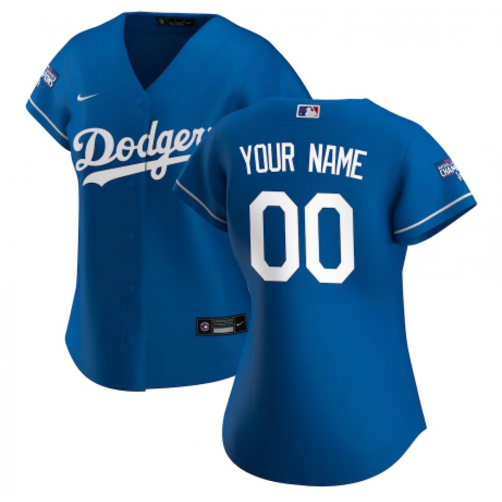 Women's Los Angeles Dodgers ACTIVE PLAYER Custom Royal 2020 World Series Champions Home Patch Stitched Jersey 1