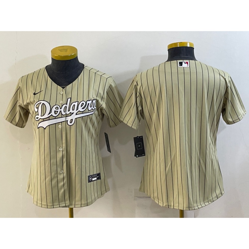 Women's Los Angeles Dodgers Blank Cream Stitched Jersey(Run Small) 1