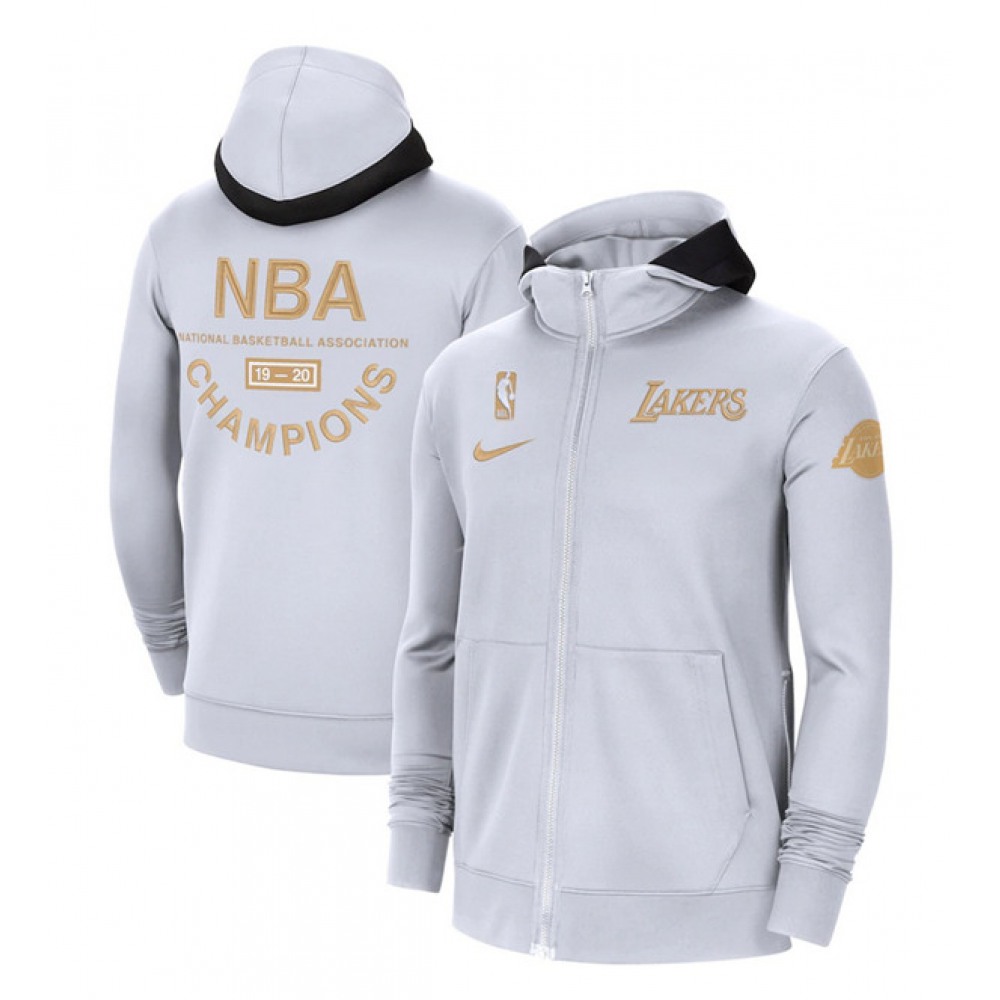 Women's Los Angeles Lakers 2020 White Champions Ring Therma Flex Full-Zip NBA Hoodie 1