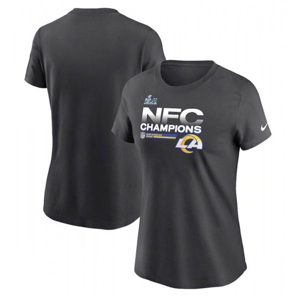 Women's Los Angeles Rams 2022 NFC Black Champions T-Shirt (Run Small) 1