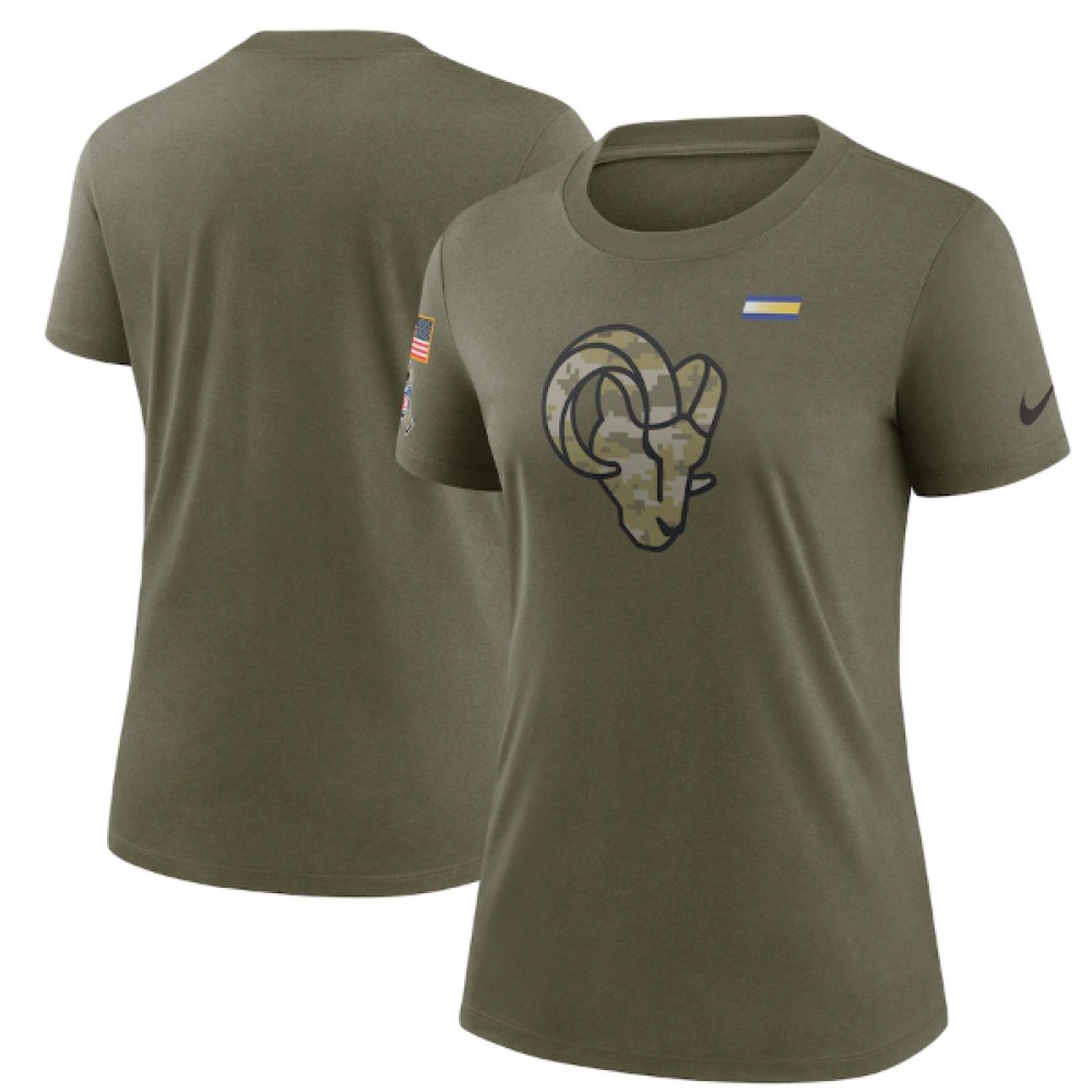 Women's Los Angeles Rams Olive 2021 Salute To Service T-Shirt (Run Small) 1
