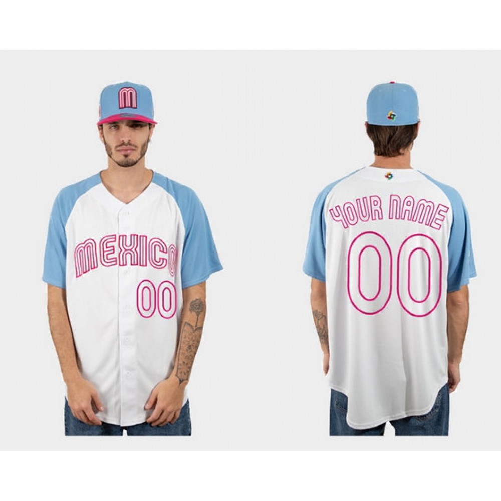 Women's Mexico Baseball ACTIVE PLAYER Custom White Blue 2023 World Baseball Classic Stitched Jersey(Run Small) 1