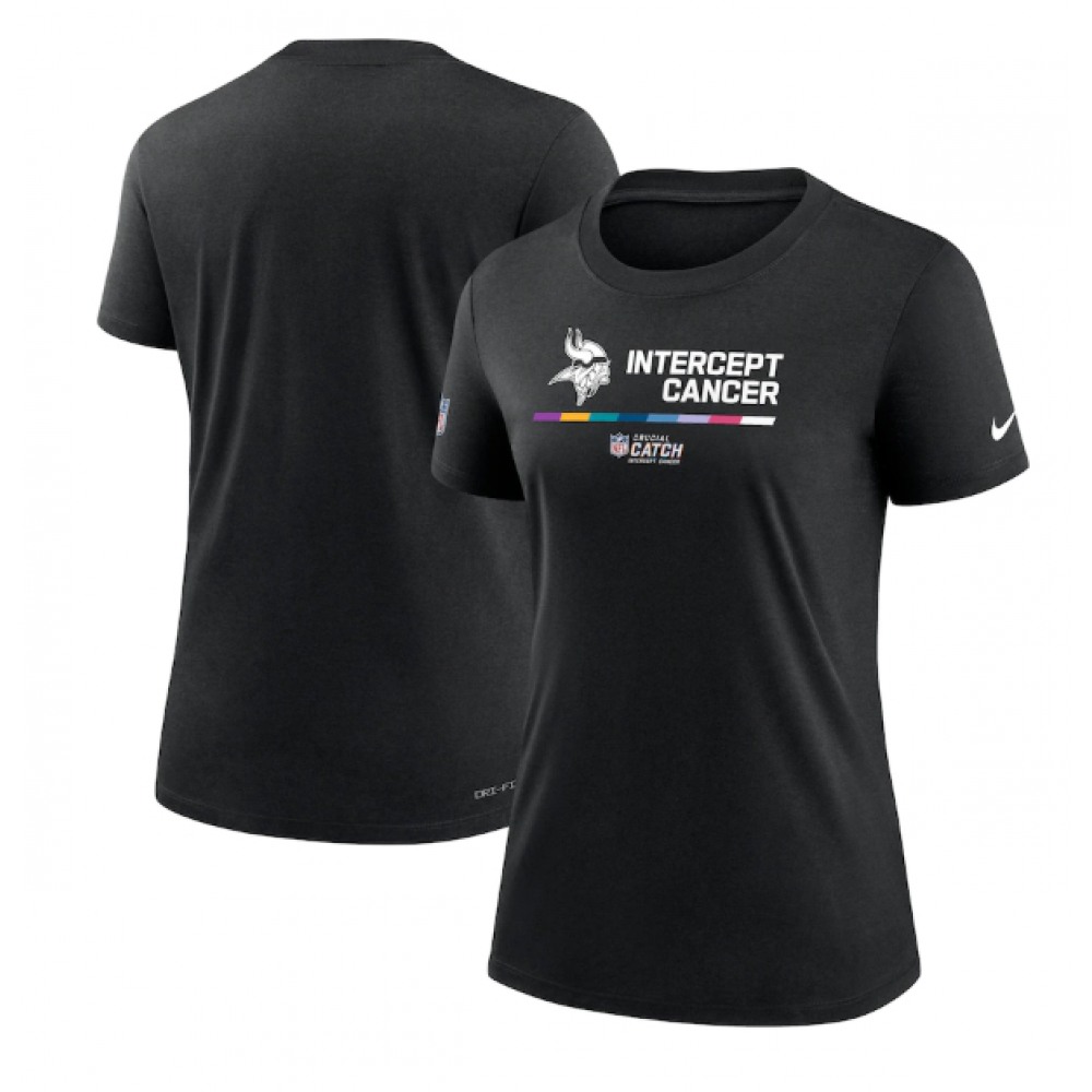 Women's Minnesota Vikings 2022 Black Crucial Catch Performance T-Shirt(Run Small) 1