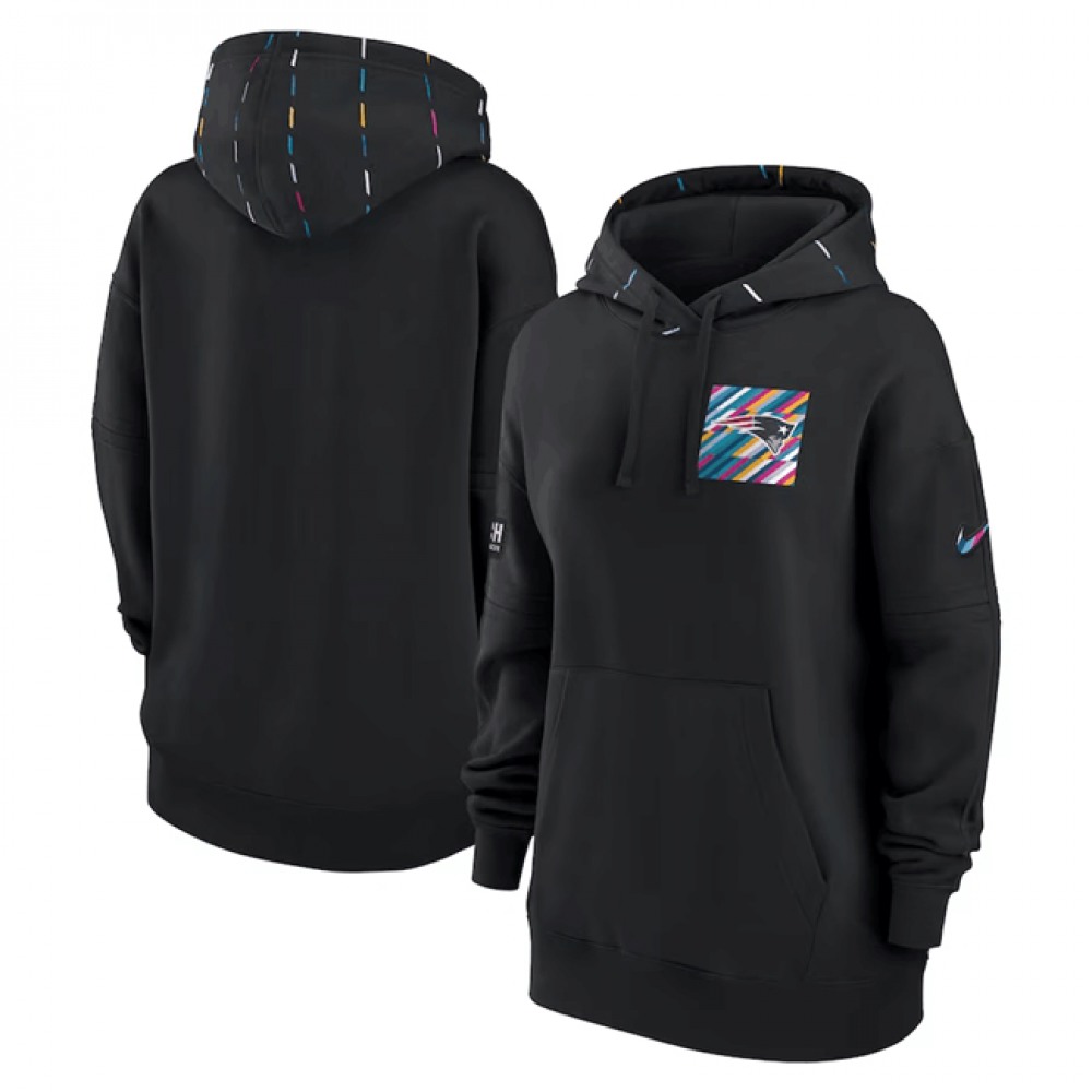 Women's New England Patriots Black 2023 Crucial Catch Club Pullover Hoodie(Run Small) 1