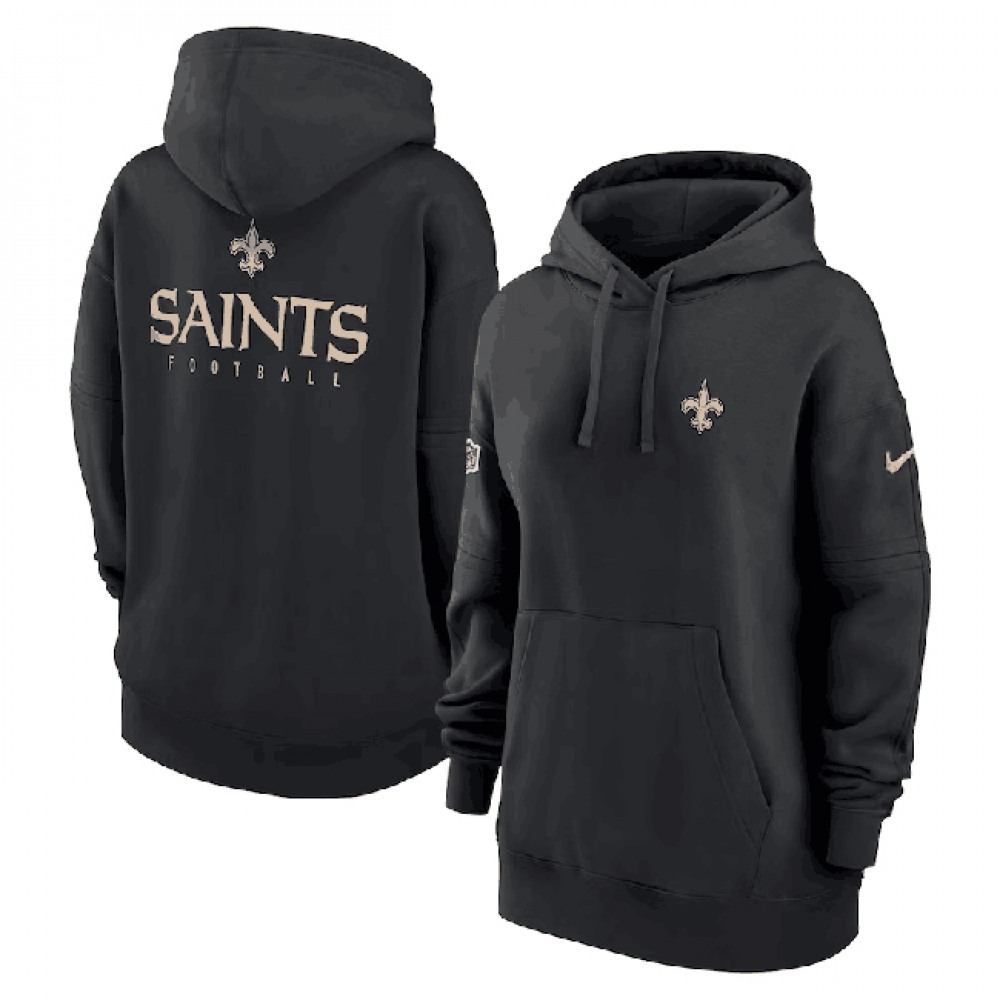 Women's New Orleans Saints Black Sideline Club Fleece Pullover Hoodie(Run Small) 1