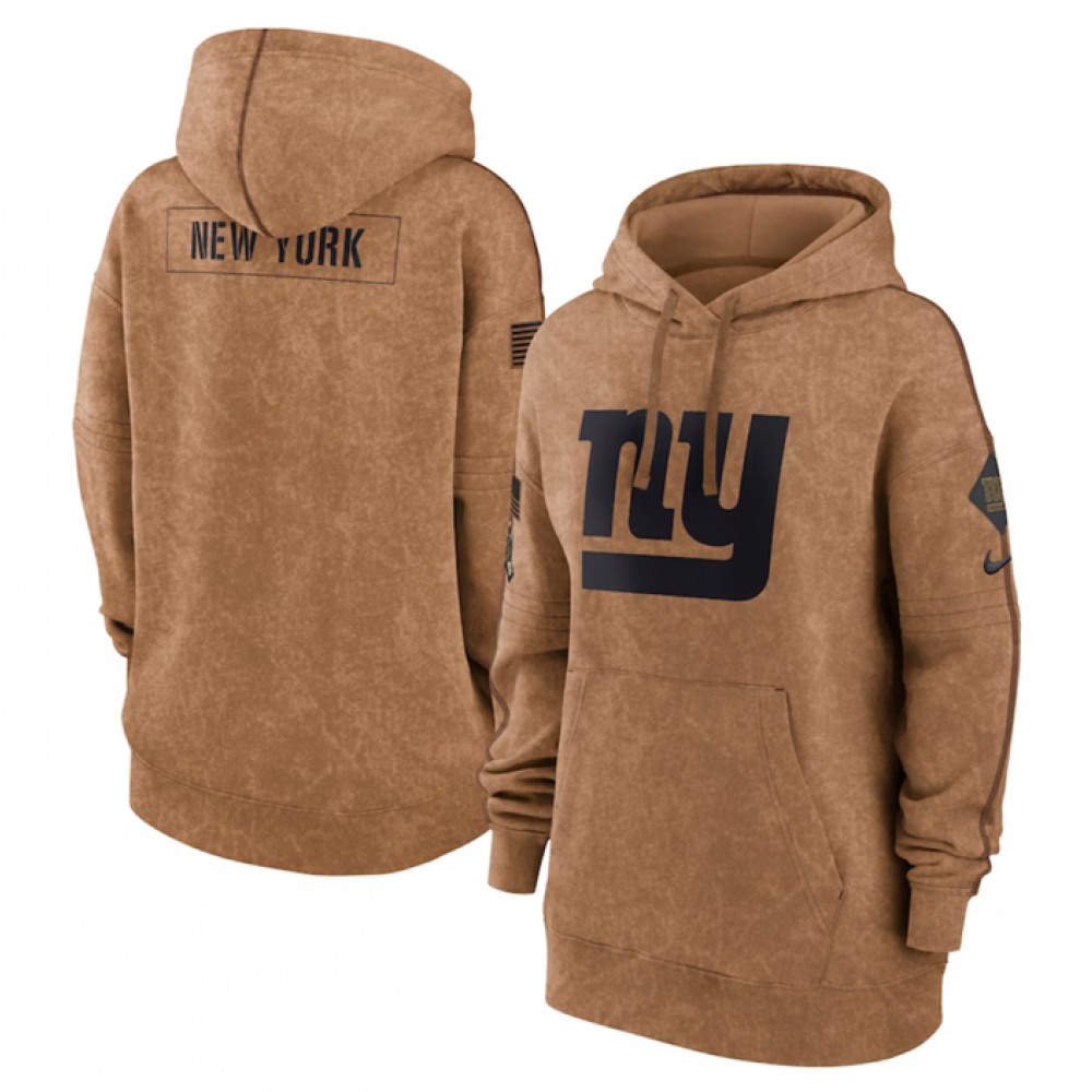 Women's New York Giants 2023 Brown Salute to Service Pullover Hoodie(Run Small) 1