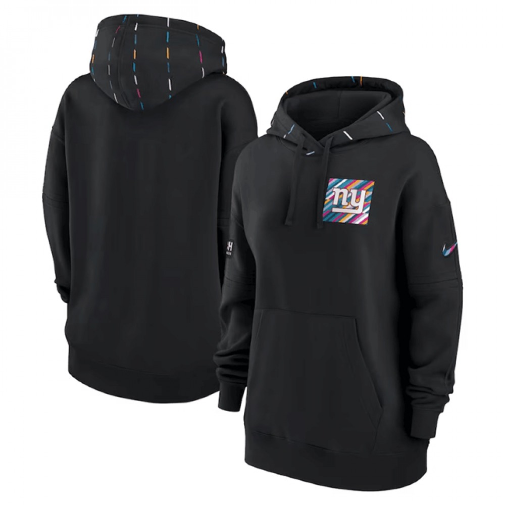 Women's New York Giants Black 2023 Crucial Catch Club Pullover Hoodie(Run Small) 1