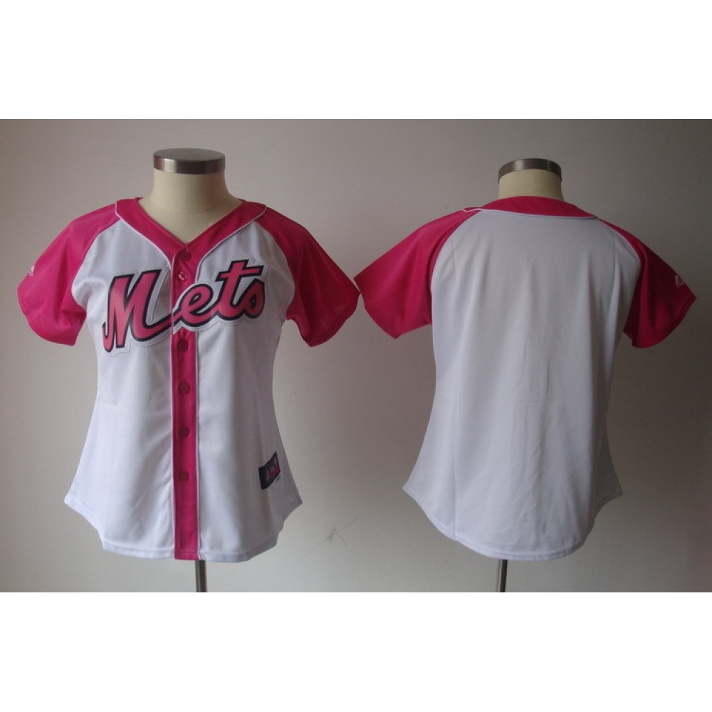Women's New York Mets Blank White Splash Fashion Stitched MLB Jersey 1