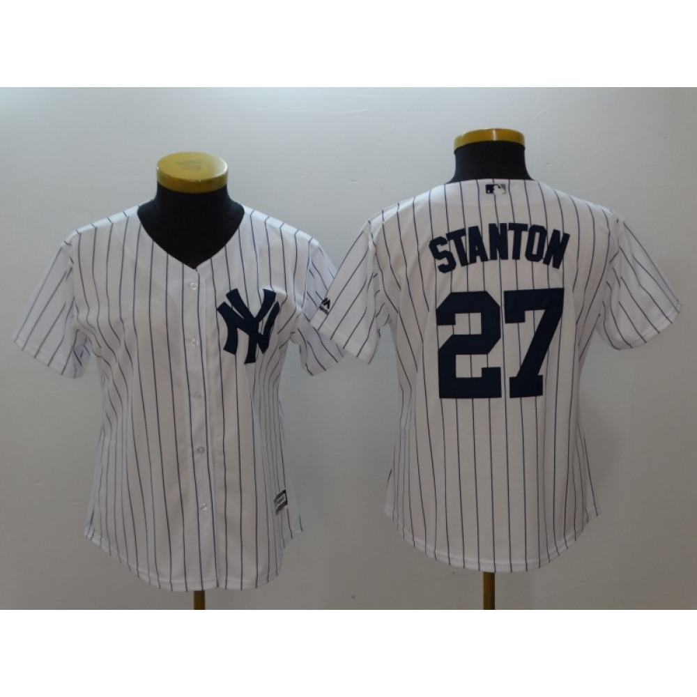Women's New York Yankees #27 Giancarlo Stanton White Cool Base Stitched MLB Jersey 1