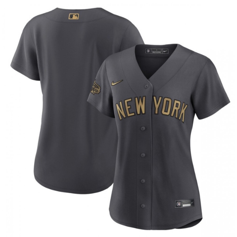 Women's New York Yankees Blank 2022 All-Star Charcoal Stitched Baseball Jersey(Run Small) 1