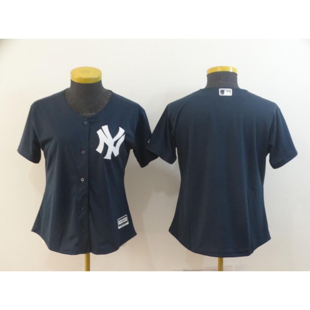 Women's New York Yankees Navy Blank Cool Base Stitched MLB Jersey(Run Small) 1