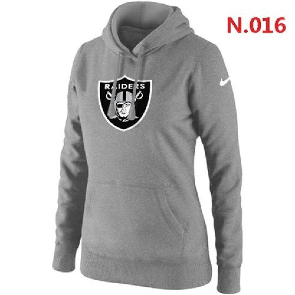 Women's Oakland Raiders Logo Pullover Hoodie Grey 1