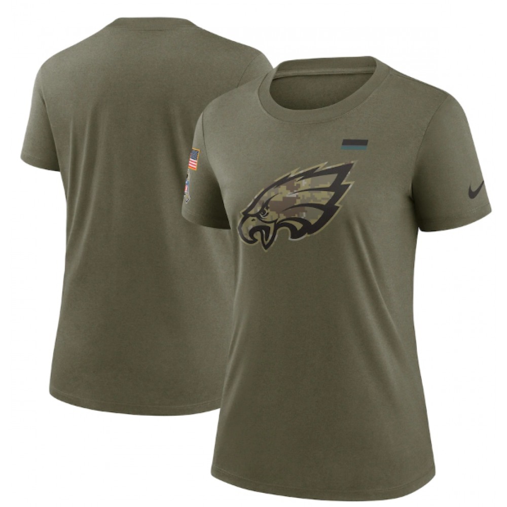Women's Philadelphia Eagles Olive 2021 Salute To Service T-Shirt (Run Small) 1