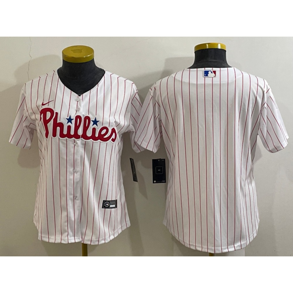 Women's Philadelphia Phillies Blank White Stitched Baseball Jersey(Run Small) 1