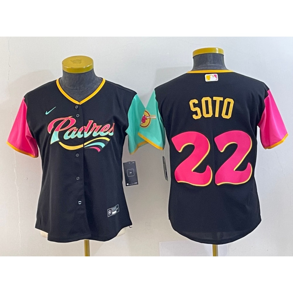 Women's San Diego Padres #22 Juan Soto Black City Connect Stitched Baseball Jersey(Run Small) 1