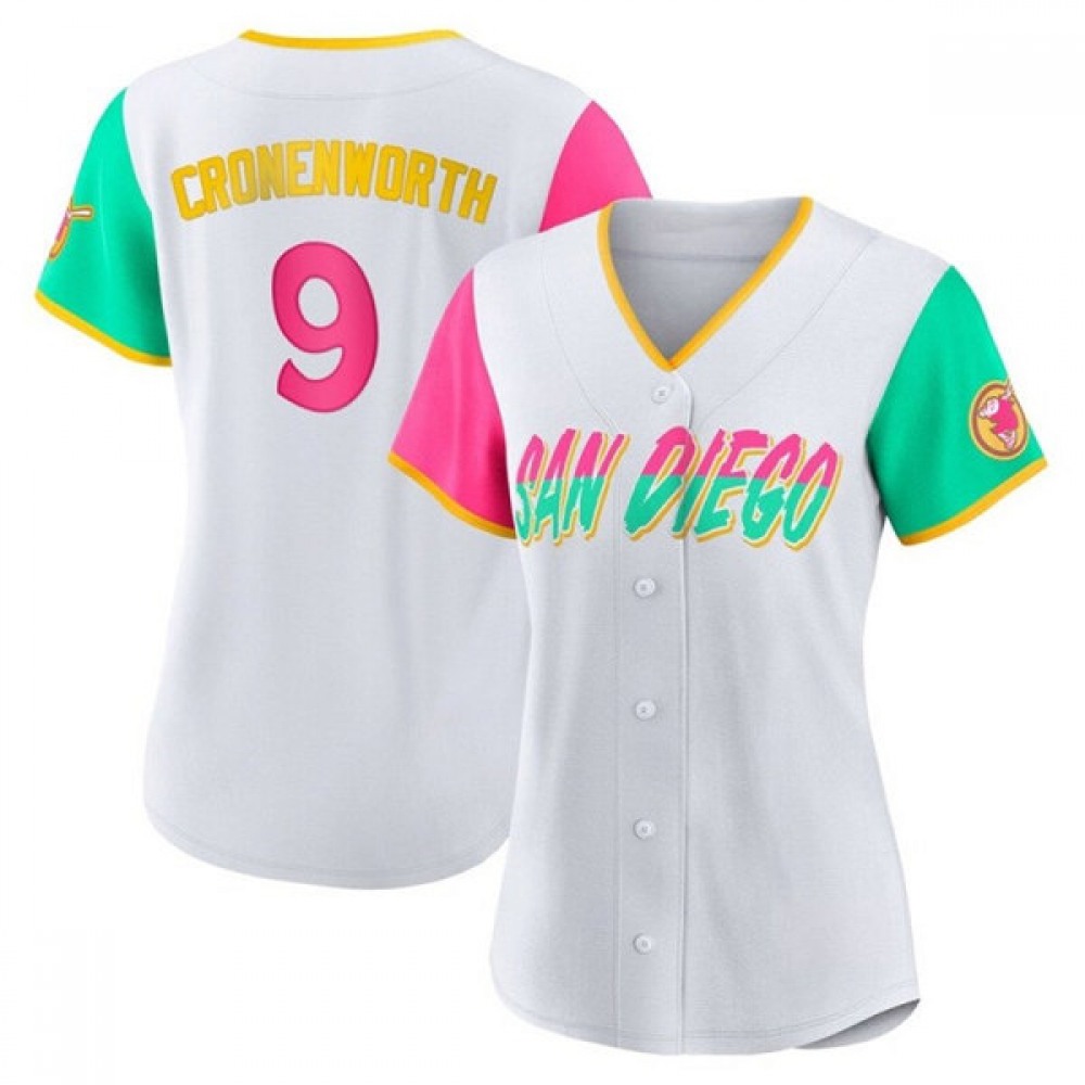 Women's San Diego Padres #9 Jake Cronenworth 2022 White City Connect Cool Base Stitched Baseball Jersey(Run Small) 1