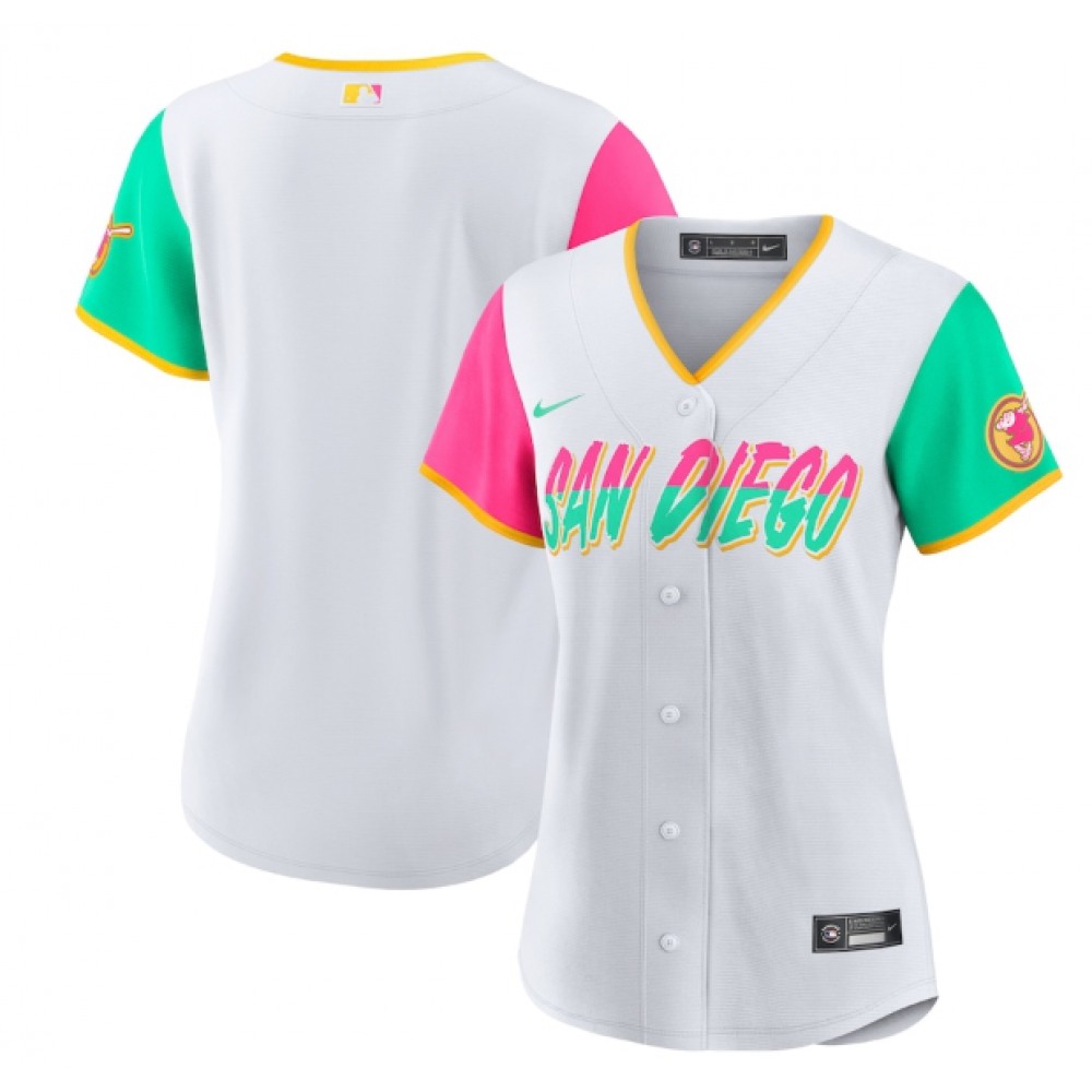 Women's San Diego Padres Blank 2022 White City Connect Cool Base Stitched Baseball Jersey(Run Small) 1