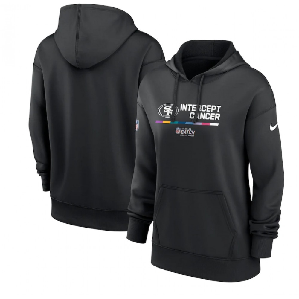 Women's San Francisco 49ers 2022 Black NFL Crucial Catch Therma Performance Pullover Hoodie(Run Small) 1