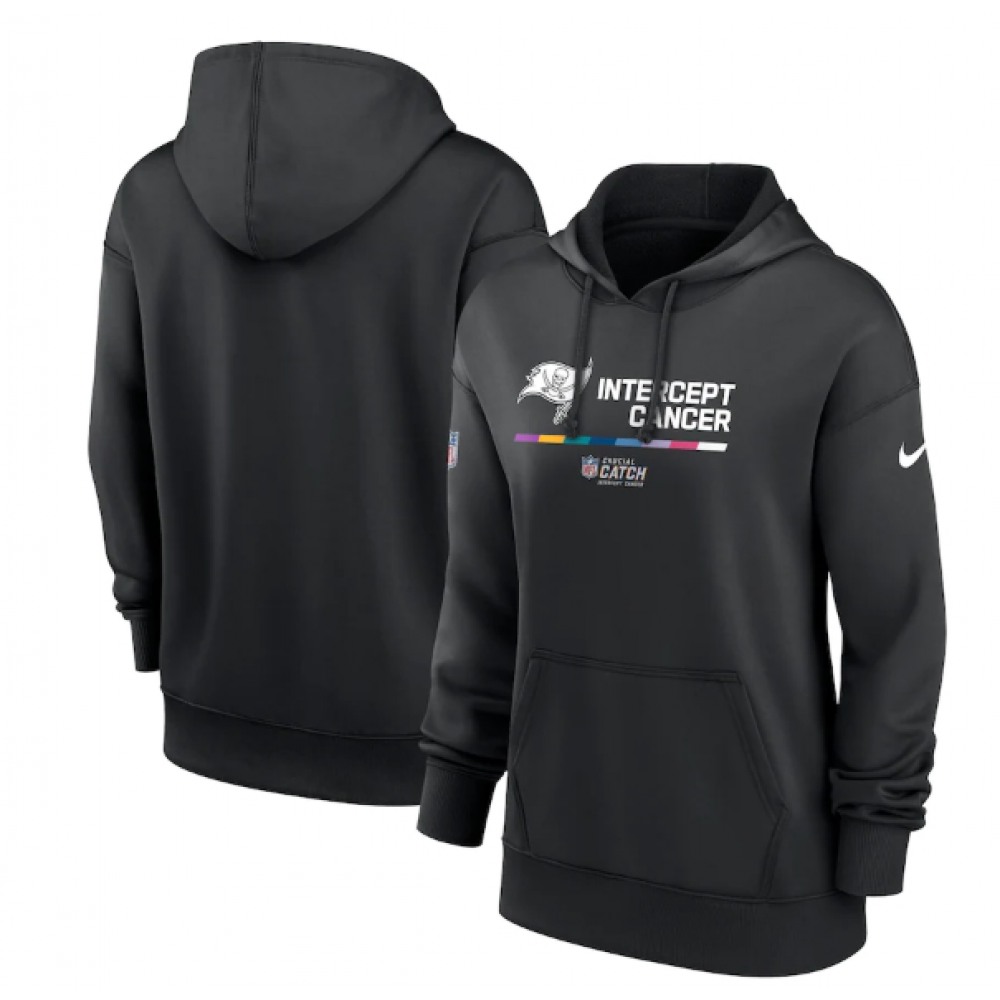 Women's Tampa Bay Buccaneers 2022 Black NFL Crucial Catch Therma Performance Pullover Hoodie(Run Small) 1
