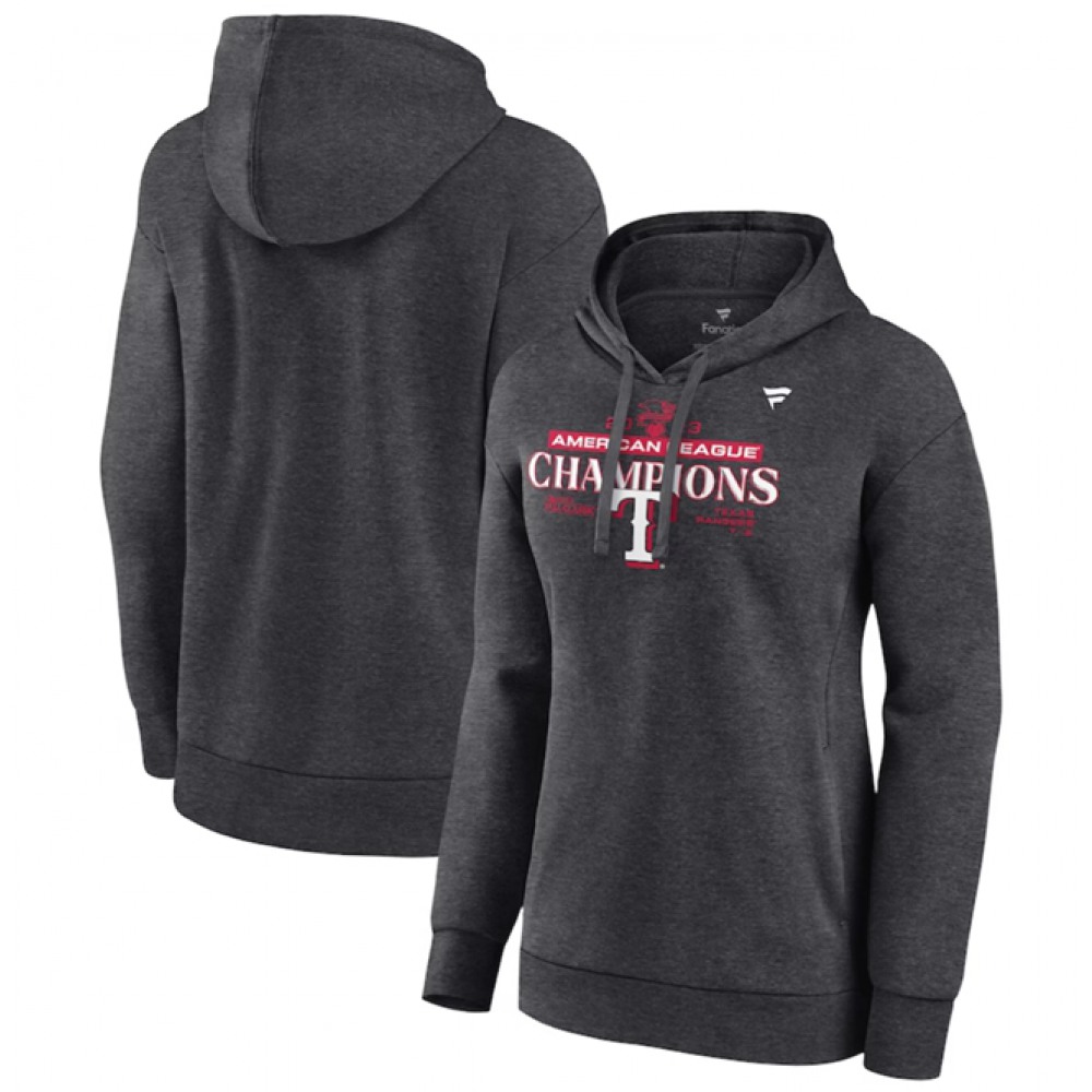 Women's Texas Rangers 2023 Heather Charcoal Champions Locker Room Pullover Hoodie(Run Small) 1