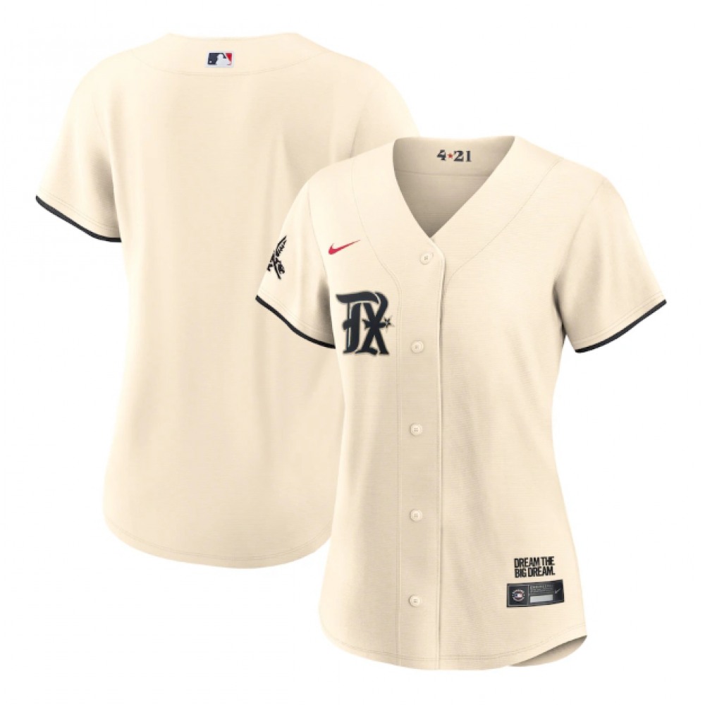 Women's Texas Rangers Blank Cream 2023 City Connect Stitched Baseball Jersey(Run Small) 1