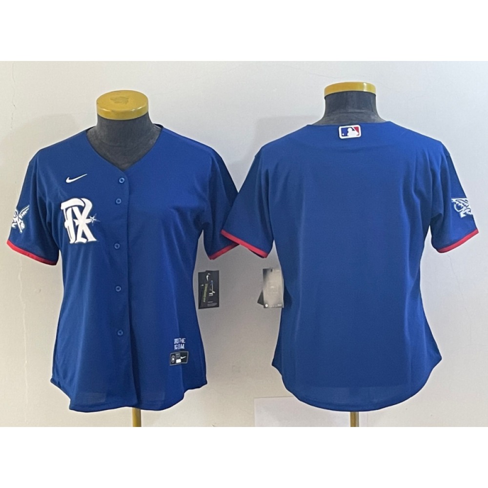 Women's Texas Rangers Blank Royal 2023 City Connect Stitched Baseball Jersey(Run Small) 1