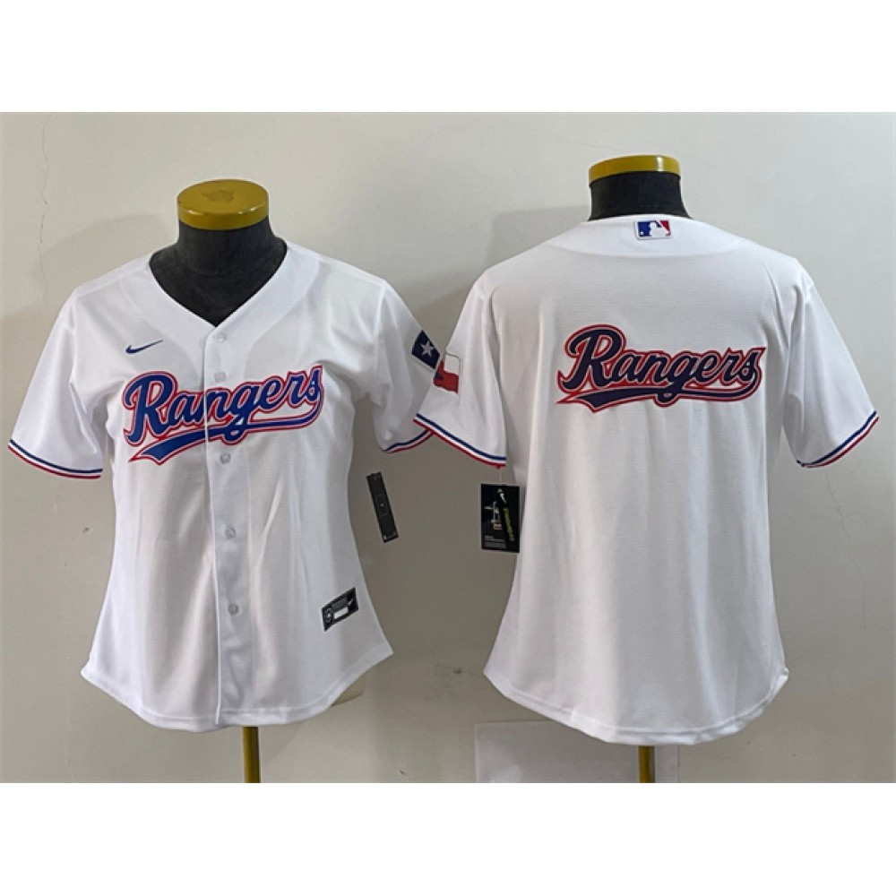Women's Texas Rangers White Team Big Logo With Patch Stitched Baseball Jersey(Run Small) 1