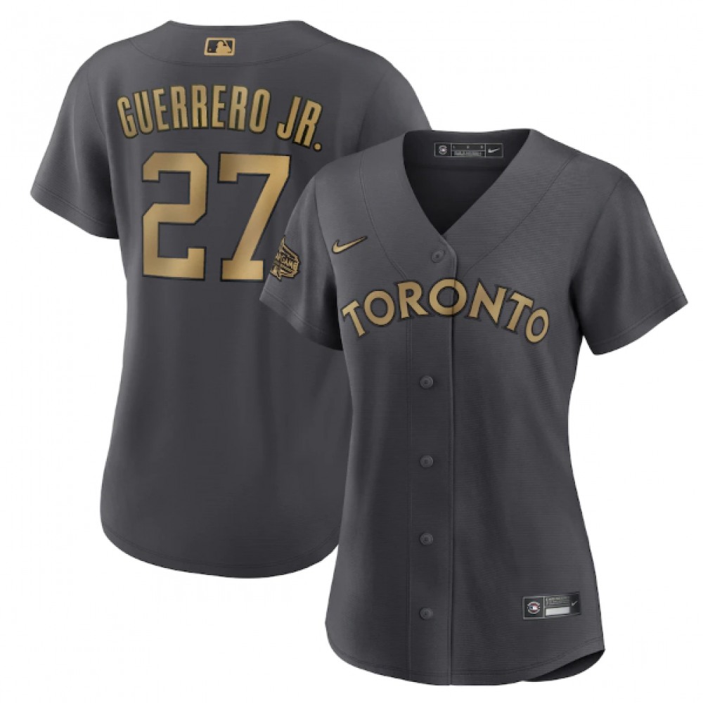 Women's Toronto Blue Jays #27 Vladimir Guerrero Jr. 2022 All-Star Charcoal Stitched Baseball Jersey(Run Small) 1